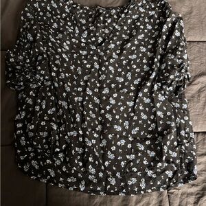 Madewell Black Floral Blouse